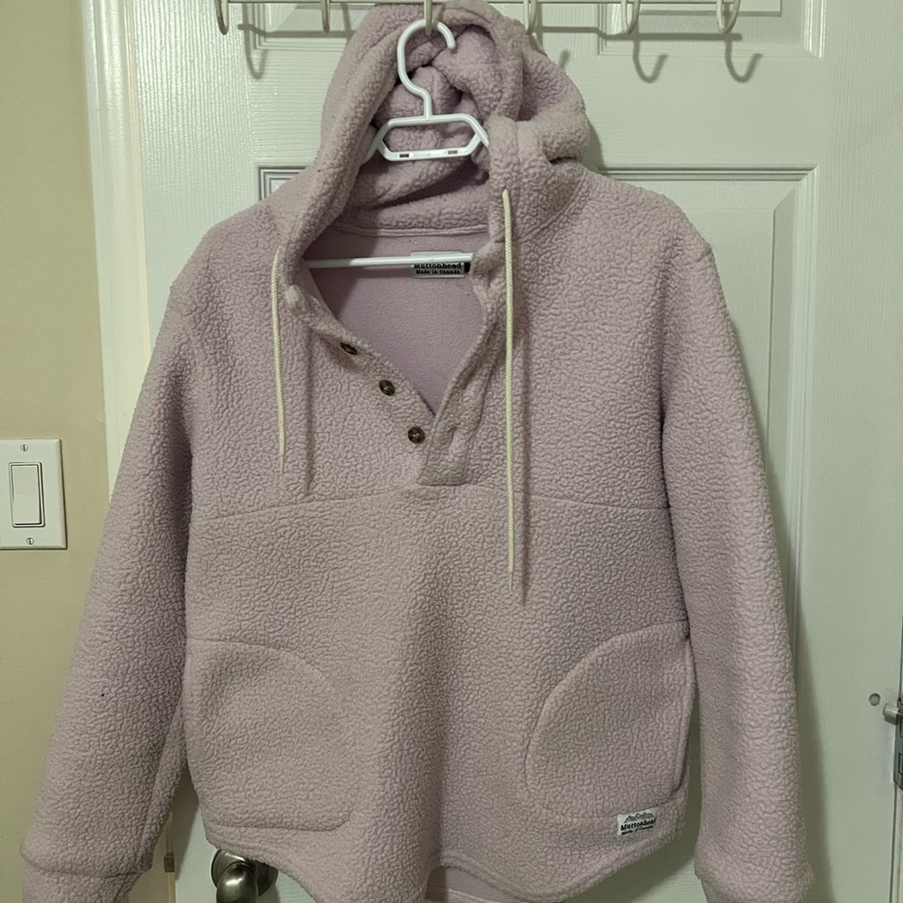 💜 Muttonhead Made in Canada light pink/lilac Sherpa Hoodie size S (unisex)